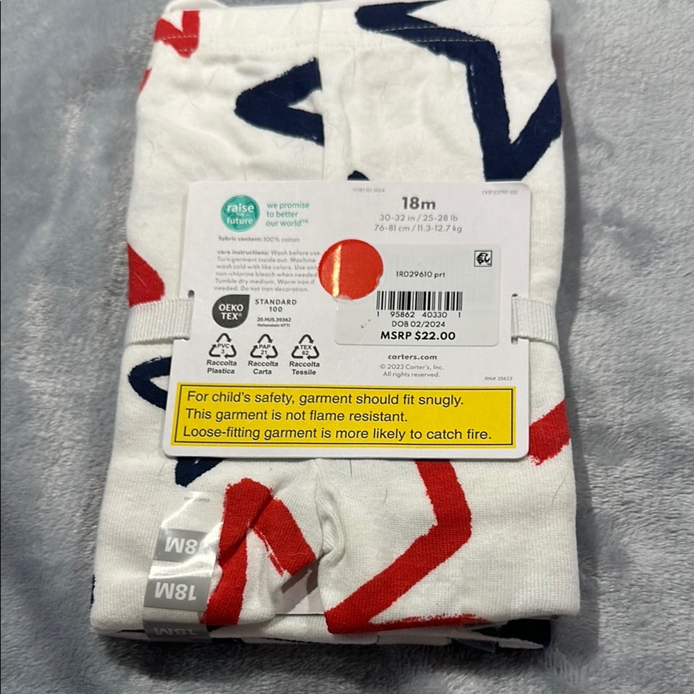 Carter's White Baby Pants with Red and Blue Arrows